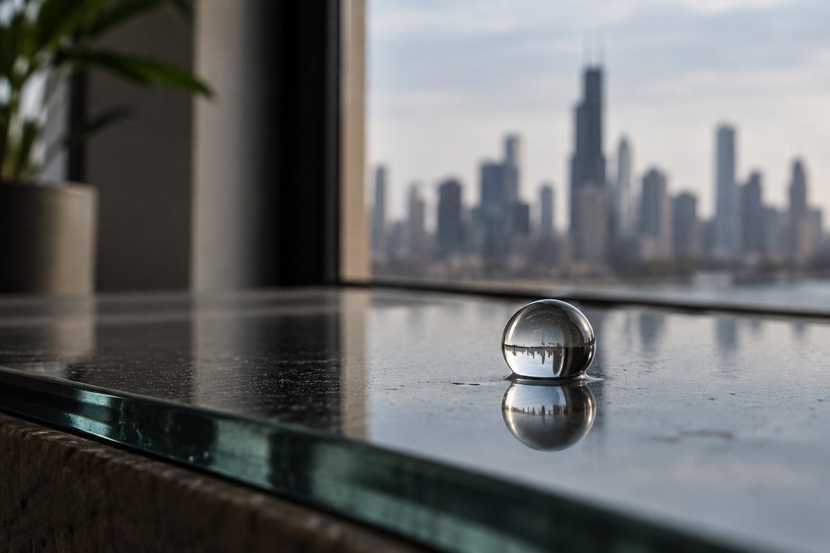 Spherical water droplet contact angle test on oleophobic coated screen glass