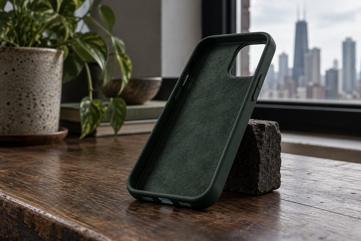 Liquid silicone phone case with soft inner microfiber fabric lining